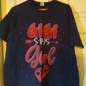 Port & Company Fan Favorite Gigi Says Girl navy graphic t-shirt XL